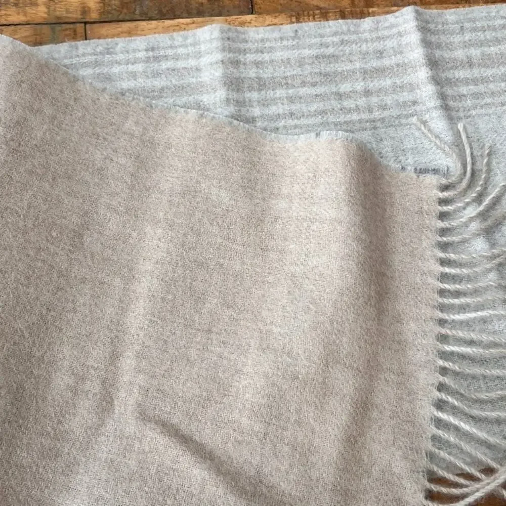 KUNA 100% Baby Alpaca Striped Fringed Scarf Made in Peru NWT